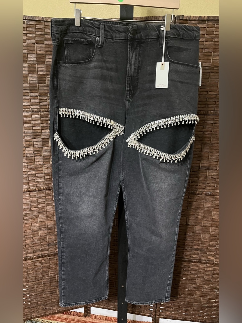 NEW Good American Good Icon Straight Crystal Black Jeans – Size 16 - Picture 4 of 11